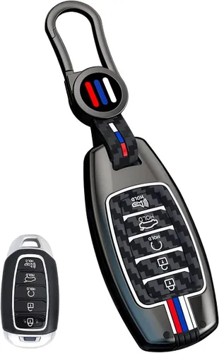 Miniatura 8 de Funda de metal para llavero compatible con Hyundai Kona Palisade Santa Fe Elantra GT Accent Veloster (HYD5-gris)