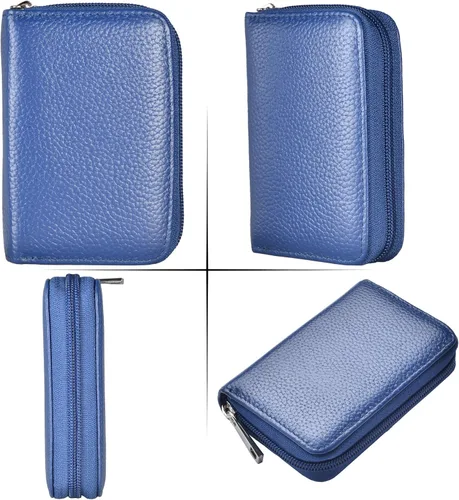 Miniatura 6 de Easyoulife billetera para tarjetas de crédito de cuero auténtico con espacio para 26 tarjetas