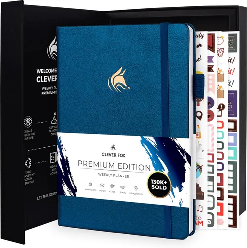Clever Fox Planificador edición premium, planificador semanal y mensual de lujo sin fecha para aumentar la productividad y alcanzar tus objetivos,