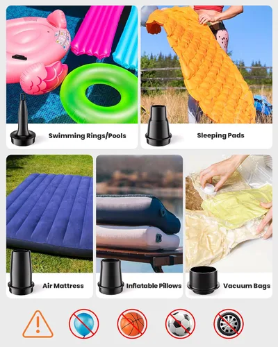 Miniatura 4 de OutdoorMaster Bonito - Bomba de aire eléctrica portátil de 5 kPa para inflables, mini bomba de aire recargable de 14.43 Wh, inflado y desinflado
