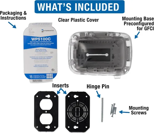 Miniatura 3 de Intermatic WP5100C Caja Eléctrica Resistente a la Intemperie - Una Sola Entrada, Cubierta Versátil para Tomacorriente Exterior - Diseño Seguro