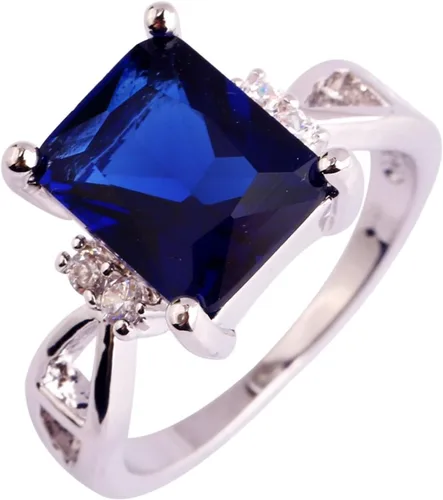 Miniatura 2 de Anillo solitario chapado en plata 925 con circonita cúbica de amatista artificial para mujer