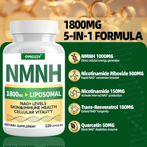 Miniatura 6 de Suplemento NMNH 1000mg - Alternativa de nicotinamida mononucleótido, aumenta NAD+ con resveratrol liposomal y nicotinamida ribósido NR, para células