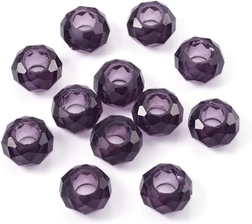 Miniatura 10 de KISSITTY - 100 cuentas europeas facetadas de vidrio transparente a granel, cuentas espaciadoras sueltas de cristal a granel, sin núcleo de metal
