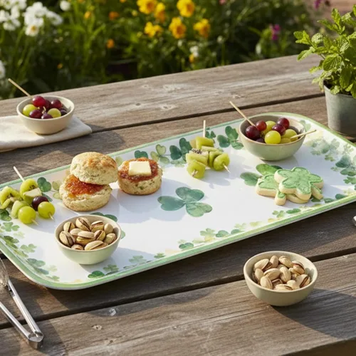 Miniatura 3 de UP ware Shamrock - Bandeja de melamina para servir, bandeja rectangular de 15 x 6.5 pulgadas, bandeja de alimentos sin BPA para entretenimiento