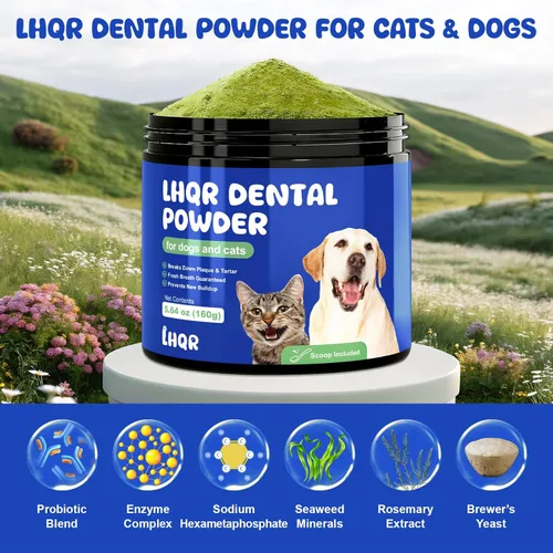 Miniatura 4 de Polvo dental para perros para aliento más fresco, polvo de limpieza de dientes de perro, placa natural y soporte de sarro con probióticos y enzimas
