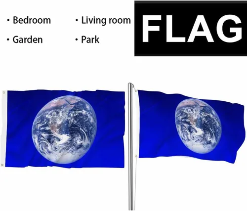Miniatura 6 de Swono Bandera del planeta Tierra – 3 x 5 pies Día de la Tierra Ambiental Global Red de Comunicación Global Bandera para exteriores, interiores