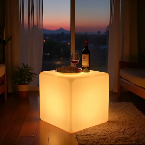 Miniatura 6 de Cubo de luz LED de 16 pulgadas, mesa de luz recargable con control remoto, 16 colores regulables, silla de lámpara de brillo regulable de 16