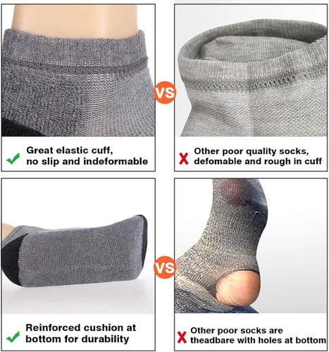 Miniatura 5 de COOVAN 10 pares de calcetines hasta tobillo acolchados para hombre paquete de 10 unidades de corte bajo cómodos transpirables calcetines casuales