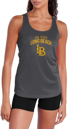 Miniatura 403 de Camiseta deportiva sin mangas oficial de la NCAA Collegiate para mujer, con espalda cruzada, logotipo primario, colección carbón