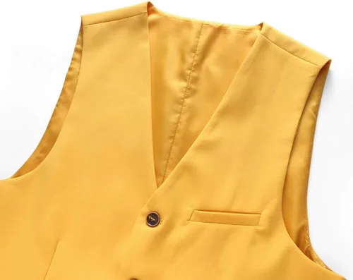 Miniatura 3 de UNINUKOO Chaleco de traje para hombre, ajustado, vestido formal, chaleco casual de cuatro botones, chaleco de traje de esmoquin