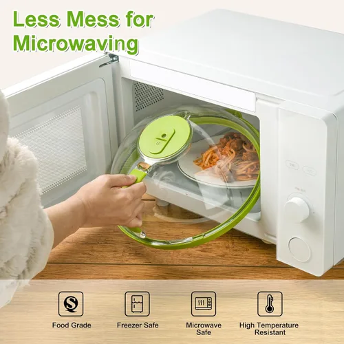 Miniatura 2 de Cubierta mejorada para salpicaduras de microondas para alimentos, cubierta transparente para microondas con vaporizador de agua, protector