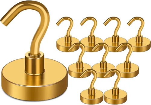 Miniatura 12 de MIKEDE Ganchos magnéticos negros resistentes de 30 libras, imanes fuertes con ganchos de metal para soportes colgantes al aire libre, 6 ganchos