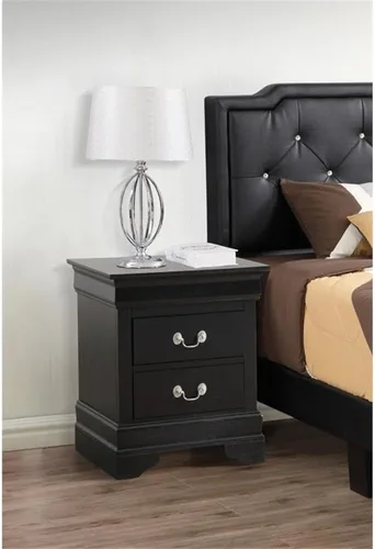 Miniatura 2 de Glory Furniture Louis Phillipe - Mesita de noche con 2 cajones, color negro