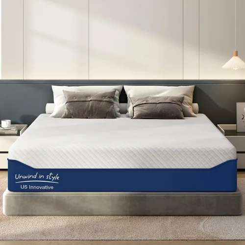 Miniatura 11 de Colchón de espuma viscoelástica de tamaño matrimonial, colchón de 10 pulgadas con té verde para aliviar la presión, cama firme media en una caja