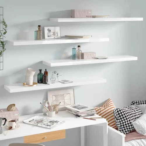 Miniatura 46 de Estantes flotantes de pared, juego de 4 estantes decorativos para montar en la pared, estante colgante con soportes invisibles para decoración