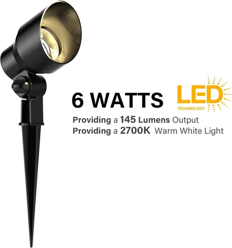 Miniatura 2 de VenusManufacturing Foco LED de 6 W, 8 unidades, luces de paisaje para exteriores, iluminación impermeable para entrada, patio, césped, inundación