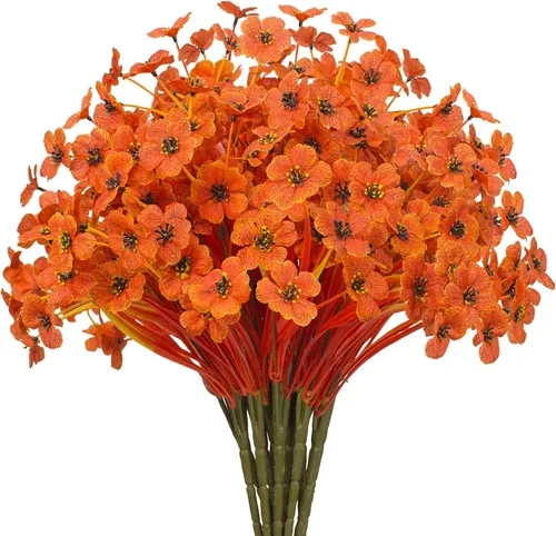 Miniatura 10 de 15 paquetes de flores artificiales resistentes a los rayos UV para exteriores, plantas sin decoloración, arbustos de plástico sintético, flores