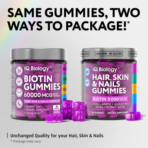 Miniatura 3 de Gomitas de biotina para cabello, piel y uñas, vitaminas para el crecimiento del cabello para mujeres y hombres, suplemento de gomitas para pérdida