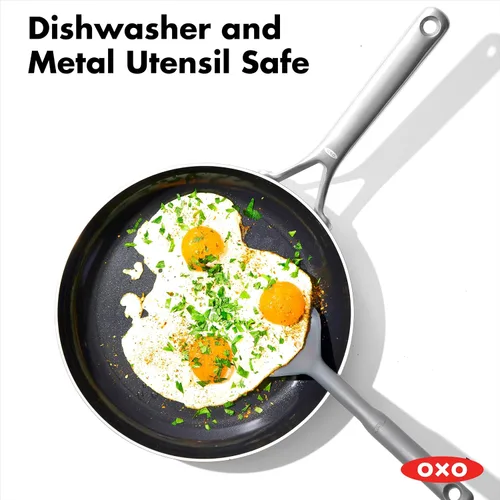 Miniatura 7 de OXO Mira - Juego de sartenes antiadherentes de acero inoxidable de tres capas, sin PFAS, de 8 y 10 pulgadas, para inducción, multirevestimiento