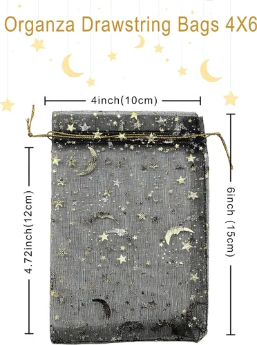 Miniatura 3 de Jexila 100 bolsas de regalo de organza negra de 4 x 6 pulgadas, pequeñas bolsas de malla con cordón, bolsa de joyería de Halloween, bolsa de regalo