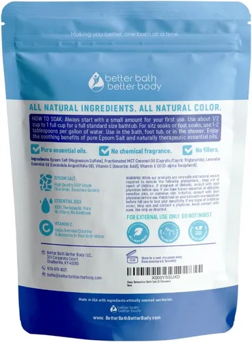 Miniatura 2 de Sal de baño de relajación profunda, 32 onzas, sal de Epsom con aceite esencial de lavanda natural más vitamina C en bolsa sin BPA con sello fácil