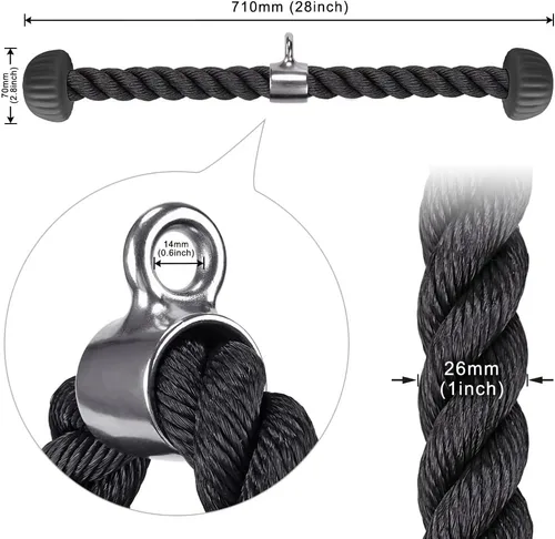 Miniatura 6 de SELEWARE Accesorios de máquinas de cable de barra recta giratoria para gimnasio, barra de tracción barra de presión con mango de goma Cuerda