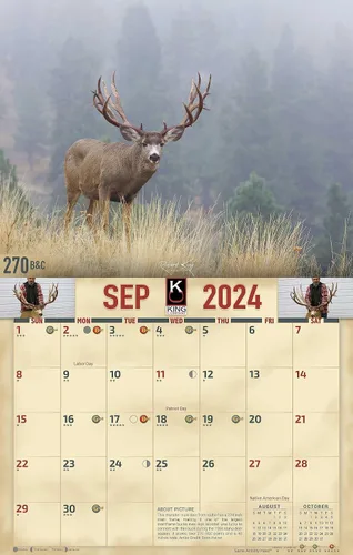 Miniatura 4 de The KING Company - Calendario de pared 2024 con diseño de ciervo y mula, tamaño XL, 14 x 22 pulgadas, el mejor calendario de ciervos mulas Big Buck