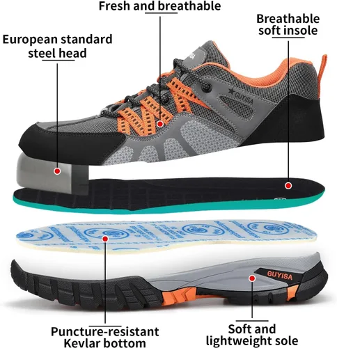 Miniatura 9 de GLANOUDUN Steel Toe Shoes for Men Outdoor Men's Work Sneakers Comfort Safety Toe Working Shoes for Men Indestructible Industrial Construction Shoes