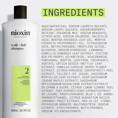 Miniatura 8 de Nioxin System 2 Scalp + Hair Thickening Shampoo for Natural Hair with Progressed Thinning Cleanse & Boost Hair Density with Niacinamide & Biotin