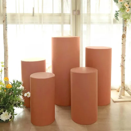 Miniatura 38 de Efavormart - Juego de 5 fundas de soporte para caja de exhibición cilíndrica de elastano, color negro, fundas elásticas para pilar de pedestal, 160