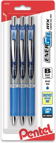 Miniatura 18 de Pentel EnerGel RTX - Bolígrafo de gel líquido retráctil, (1.0mm), línea gruesa, punta de metal, tinta verde, paquete de 2 unidades (BL80BP2D)