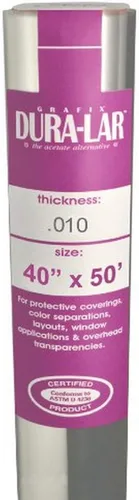 Miniatura 60 de Grafix Dura-Lar Película de 0.002", Ultra Transparente, Brillante 40" x 50', Material, Alternativa de Mylar/Acetato para, Plantillas y Plantillas