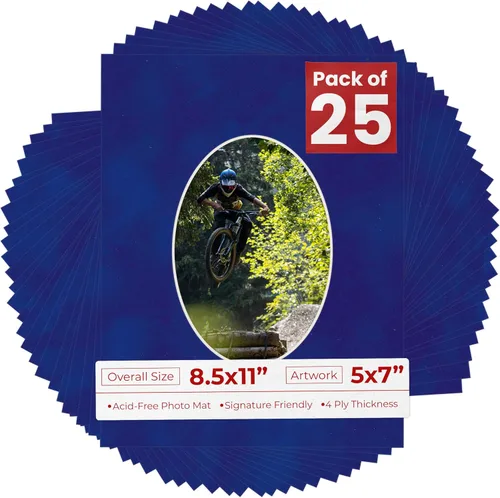 Miniatura 43 de Tapete de 8.5 x 11 pulgadas con corte biselado para fotos de 5 x 7 pulgadas, diseño ovalado, color azul bebé, sin ácidos, mate para proteger tus