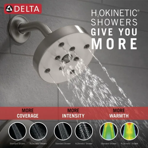 Miniatura 6 de Delta Faucet Trinsic Serie 14 - Kit de molduras de ducha de una sola función con cabezal de ducha H2Okinetic de un solo rociador, acero inoxidable