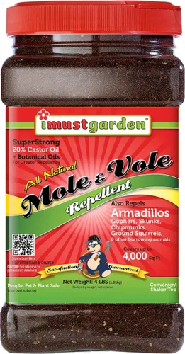I Must Garden - Repelente de topos y campañoles: fuerza profesional, el doble de cobertura, todos los ingredientes naturales, tarro agitador de 4