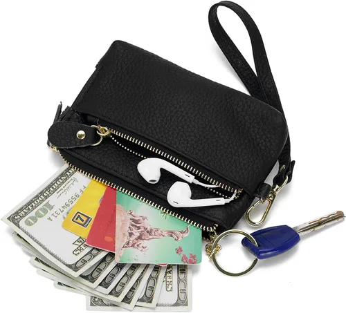 Miniatura 3 de ZOOEASS Monedero de cuero para mujer,Gran apertura para fácil acceso,Con correa de muñeca, Negro -, Monederos