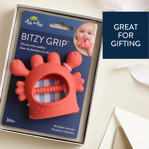 Miniatura 5 de Itzy Ritzy Bitzy Grip - Mordedor de silicona para bebés, juguete de dentición con agarre fácil de sostener, diseñado para bebés de 3 meses