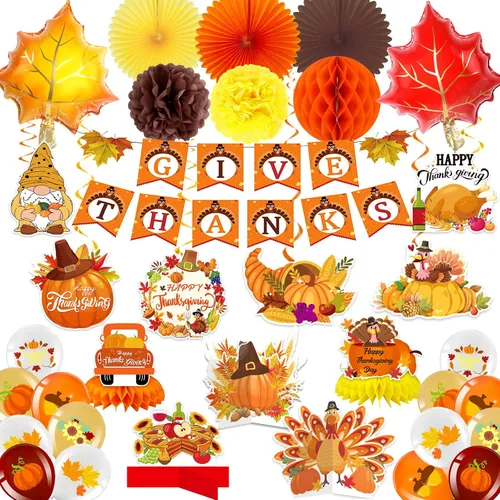 Suministros de decoración de fiesta de Acción de Gracias, decoraciones de otoño de Acción de Gracias, incluyendo pancarta de Acción de Gracias,