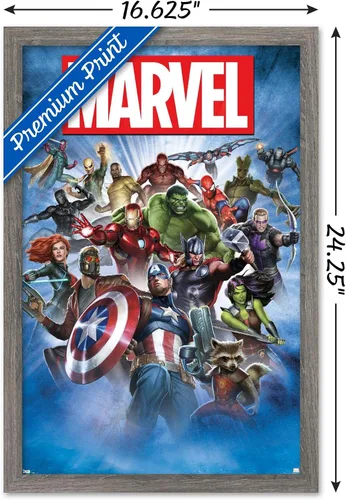 Miniatura 3 de Trends International Marvel Comics - Póster de pared de tiro grupal, 14.725 x 22.375 pulgadas, versión enmarcada de madera de granero