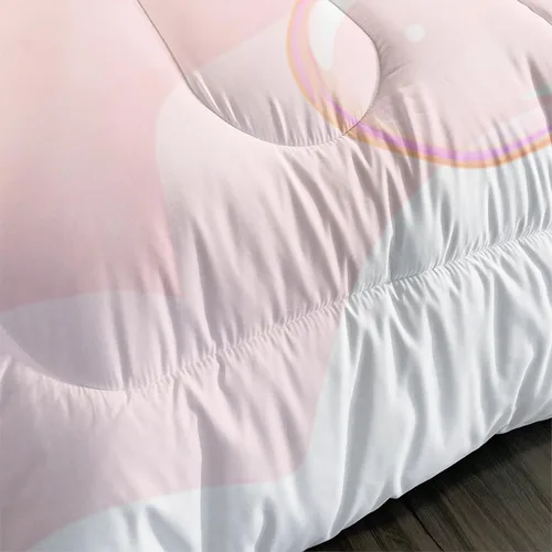 Miniatura 4 de AILONEN Bonito juego de edredón tamaño individual, lindo juego de ropa de cama de ciervo rosa para niños y niñas, juego de edredón Kawaii de ciervos