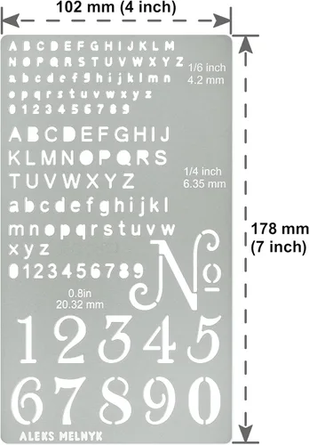 Miniatura 4 de Aleks Melnyk No.422 Plantilla de Metal, Letras Pequeñas, Normógrafo, Pirografía, Quema de Madera, 1 PIEZA, Plantilla, Grabado en Madera y Patrones