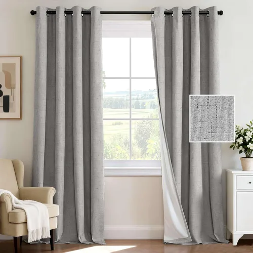 Miniatura 71 de H.VERSAILTEX - Cortina opaca 100 % de lino de 108 pulgadas de largo para dormitorio, con aislamiento térmico, lino texturizado, ahorro de energía