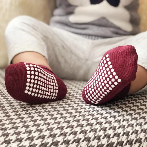 Miniatura 2 de JAKIDAR 12 pares de calcetines antideslizantes de algodón para niños y niñas, suela antideslizante para bebés y niños