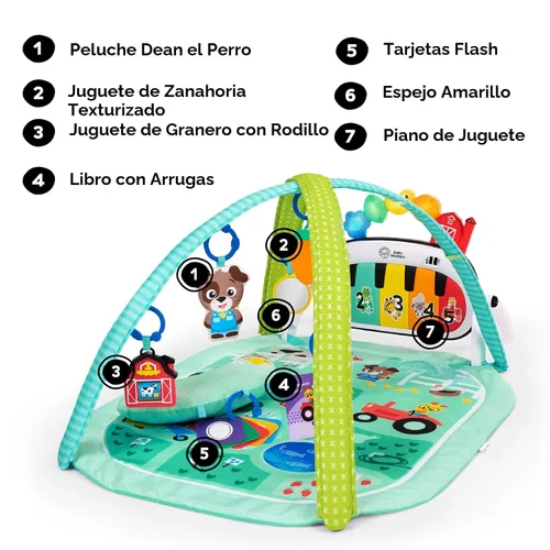 Miniatura 5 de Baby Einstein Exploradores de Granja 4 en 1 Kickin’ Tunes Gimnasio Musical de Música y Lenguaje de Descubrimiento de Prado, Edades 0 Meses y Más