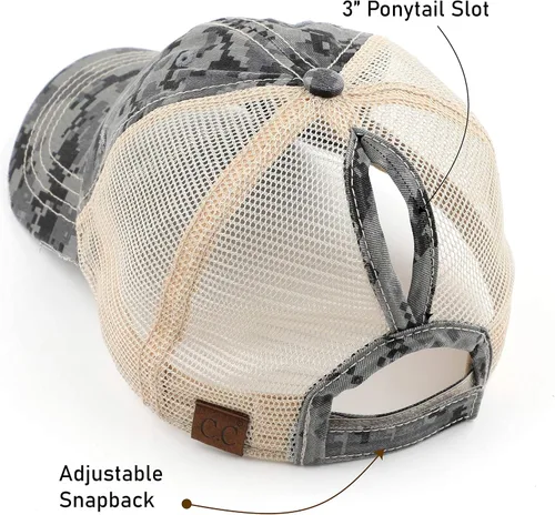 Miniatura 2 de C.C Exclusives Hatsandscarf - Gorra de béisbol ajustable con estampado de camuflaje de algodón desgastado lavado (BT-15)