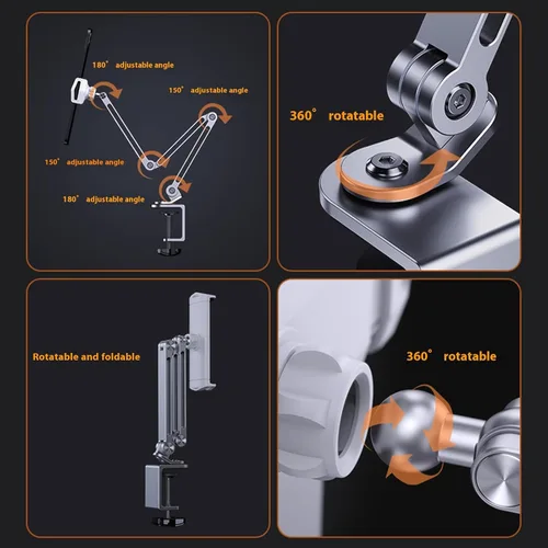 Miniatura 4 de Soporte de tableta plegable Soporte de tableta Soporte flexible ajustable para tabletas con rotación de 360 grados para teléfono móvil Plata