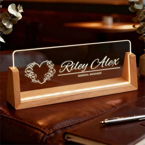 Miniatura 12 de Placa de identificación personalizada con luz para escritorio, letrero de oficina personalizado para empleados profesionales, regalos