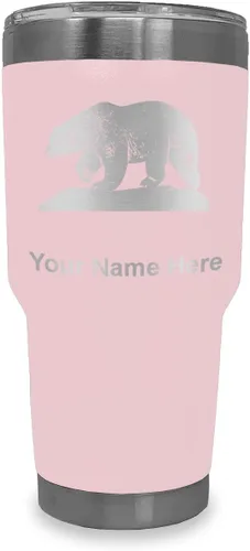 Miniatura 24 de LaserGram Vaso aislado al vacío de 20 onzas, oso polar, grabado personalizado incluido (negro)