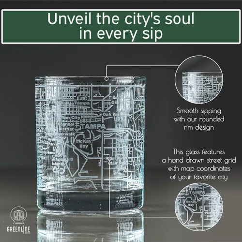 Miniatura 70 de Greenline Goods Vasos de whisky – Juego de vasos de 10 onzas para los amantes de San Luis, grabado con mapa de la ciudad de San Luis Old Fashioned